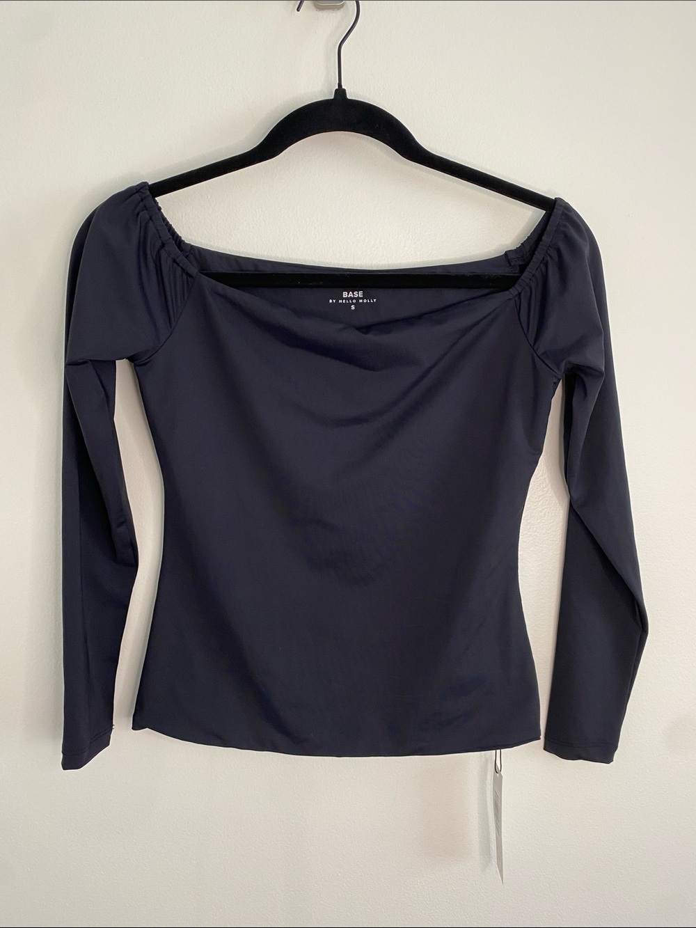 Base by Hello Molly NWT Flawless Off Shoulder Long Sleeve Top Black Small